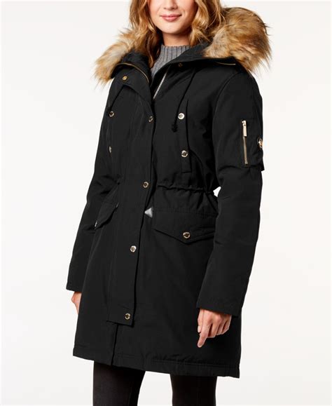 michael kors faux fur trim hooded down parka|Faux Fur.